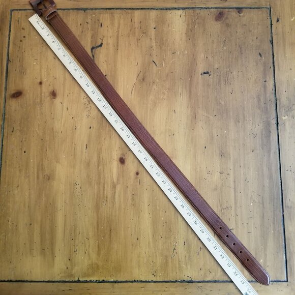 Jennifer Graham Brown Leather Reptile Lizard Print Faux Tortoise Buckle, Size L - Picture 11 of 11